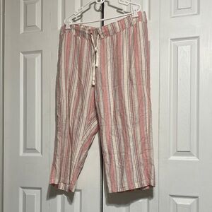 Dash linen blend Striped Drawstring Capri Pants size XL